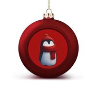 Cute Penguin Wearing Red Hat And Scarf Cute Baubles Christmas Balls