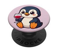 Cute Penguin Wine Lover Comic Style PopSockets Adhesive PopGrip