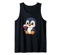 Cute Penguin Wine Lover Comic Style Tank Top