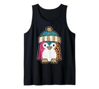 Cute Penguin Winter Hat Colorful Leopard Print Tank Top