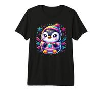 Cute Penguin Winter Sweater Snowflake Illustration Premium T-Shirt