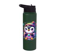 Cute Penguin Winter Sweater Snowflake Illustration Stainless Steel Insulated Water Bottle