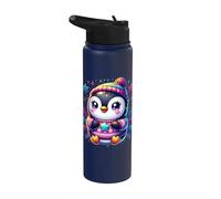 Cute Penguin Winter Sweater Snowflake Illustration Stainless Steel Insulated Water Bottle