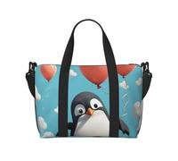 Cute Penguin with Balloon Water-Resistant Crossbody Travel Bag, Large Carry-On with Adjustable Strap, Multi-Compartment Weekender for Gym, Travel, Outdoor