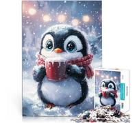 Cute Penguin with Hot Cocoa1000 Piece Jigsaw Puzzle for teenagers Intellectual Game is ideal as a gift for the whole family 38x26cm