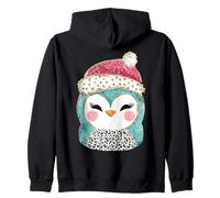 Cute Penguin with Santa Hat Design Zip Hoodie