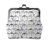 Cute Penguin Women's Leather Kiss-Lock Coin Purse,Double-Sided Full Print Pattern,Ultra-Fine Fiber Leather,Small Clutch Wallet for Cash,Cards,Coins