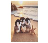 Cute Penguin Wooden Puzzles Jigsaw Puzzle 1000 Pieces for Adults Creative Difficult Challenging Game 78×53cm