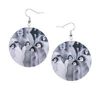 Cute Penguin1 Printed Faux Leather Earrings Set For Women, 1 Pair Lightweight Dangle Drop Pierced Earrings Jewelry Gifts For Women