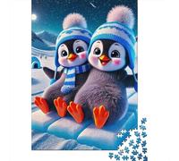 Cute Penguins 1000 Piece Jigsaw Puzzle Winter Snow Jigsaw Puzzle for Adults Relaxing Home Decor Gift 70x50cm/1000pcs