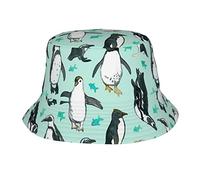 Cute Penguins Adult Sunshade Fisherman's Hat, Sun Hat, Fashionable Double-Sided Design Printing, Men and Women Universal Summer Travel Bucket Beach Hat. Black, Black, One Size, Black, One Size