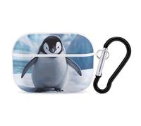 Cute Penguins Airpod Pro Case AirPods 2 Case for Women Hard Shell Protective Cover with Carabiner Keychain Compatible with AirPods Case 2nd 1st Generation, Front LED Visible White