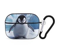 Cute Penguins Airpod Pro Case AirPods 2 Case for Women Hard Shell Protective Cover with Carabiner Keychain Compatible with AirPods Case 2nd 1st Generation, Front LED Visible Black