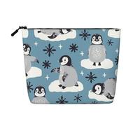 Cute Penguins and Snowflakes, Cosmetic Bag Imitation Linen Makeup Bag Portable Travel Toiletry Bag