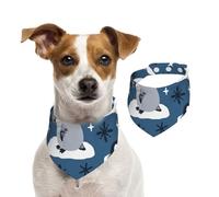 Cute Penguins And Snowflakes,Dog Bandanas Cotton Pet Scarf Adjustable Bibs for Pet,L
