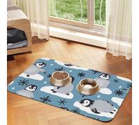 Cute Penguins And Snowflakes,Waterproof Pet Feeding Mat,PU Leather Placemats for Cat Dog Water Bowl,Food Mats,40x60cm