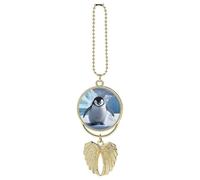 Cute Penguins Angel Wings Car Hanging Ornament, Memorial Car Charms Pendant, Rearview Mirror Hanging Accessories for Women Men, Purse Charms for Handbags Backpack - Golden