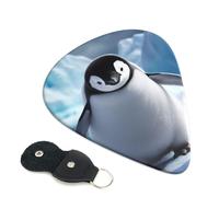Cute Penguins Baby Taking 6 Pack Guitar Picks With Holder, Personalized Guitar Plectrums Non-Slip Portable Ukulele Bass Picks 0.71mm For Acoustic Guitar Lovers Gifts