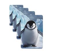 Cute Penguins Baby Taking Car Air Fresheners Cards Set of 4 Pieces Personalized Car Fresheners Gifts for Men Women Auto Aromatherapy Tablets Hanging Scented Cards for Wardrobe Bathroom