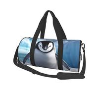 Cute Penguins Baby Taking Duffle Bag for Women Men Personal Item Travel Bag Canvas Weekender Overnight Bag Lightweight Sports Tote Gym Bag Carry On Luggage Bag, Black, One Size