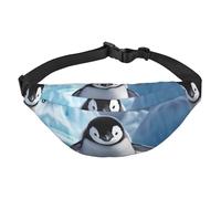 Cute Penguins Baby Taking Fanny Pack for Men Women Crossbody Waist Bag Everywhere Belt Bag Wallet Hip Bum Bag with Adjustable Strap Casual Chest Bag for Outdoor Hiking Cycling, Black, One Size