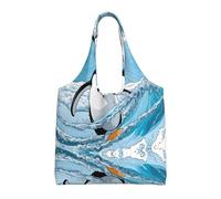 Cute Penguins Baby Taking Pictures Print Canvas Tote Bag Shoulder Handbag Large Capacity Shopping Bag