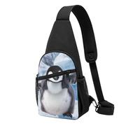 Cute Penguins Baby Taking Pictures Printed Chest Bag Sling Bag for Men Women, Outdoor Crossbody Fanny Packs Hiking Chest Packs Sport Daypacks