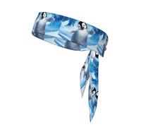 Cute Penguins Baby Taking Pictures Printing One-Pack Tie Headbands Moisture Wicking Athletic Sports Head Band For Men And Women