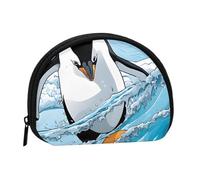 (Cute Penguins Baby Taking Pictures) Small Coin Purse Mini Wallet Zipper Coin Pouch Change Purse For Women Men, Portable Makeup Bags Cosmetic Pouch, Black, One Size, Casual