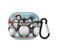 Cute Penguins Bluetooth Earbuds Case Cover Full Body Shockproof Protection Hard Case Support Wireless Charging with Keychain Personalized Gift for AirPods 3
