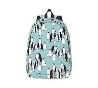 Cute Penguins Canvas Backpack Travel Laptop Bag, Anti-Water And Ergonomic Straps For College Work, Black, M