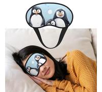 Cute Penguins Eye Mask for Sleeping Soft Satin Sleep Shade Cover Blindfold with Elastic Strap Travel Nap Blackout Eye Shade Cover for Women Men