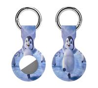 Cute Penguins Funny Protective Case Compatible with Airtag GPS Tag Tracker Cover for Pet Luggage Key