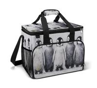 Cute Penguins in A Row Camping Cooler Bag Insulated Beach Coolers Portable Leak Proof Bags with Shoulder Strap