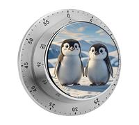 Cute Penguins Kitchen Timer 60 Minute Visual Wind Up Timers Indoor Mechanical Timers with Magnetic Base Stainless Steel Timer for Home Cooking Time Management Tool