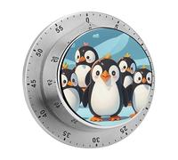 Cute Penguins Kitchen Timer 60 Minute Visual Wind Up Timers Indoor Mechanical Timers with Magnetic Base Stainless Steel Timer for Home Cooking Time Management Tool