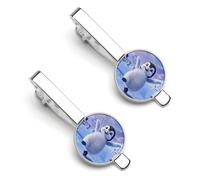 Cute Penguins Men's Round Metal Tie Clip 1Pair Classic Tie Bar Jewelry Gift for Daily Business Anniversary