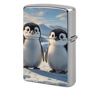 Cute Penguins Metal Lighter Case Cover, Personalized Graffiti Lighter Sleeve, Waterproof Double-Sided Protector for Women Men Gifts