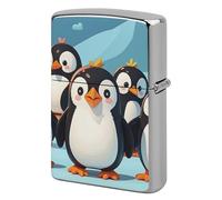 Cute Penguins Metal Lighter Case Cover, Personalized Graffiti Lighter Sleeve, Waterproof Double-Sided Protector for Women Men Gifts