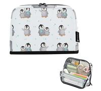 Cute Penguins Pairs Singles White Pencil Pouches Zipper Pencils Case Pencil Bag Storage Cute Pen Pouch for Girls Floral Preppy College High School Supplies