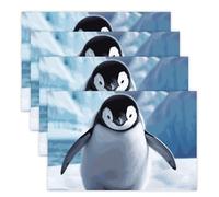 Cute Penguins Placemats Set 30x45cm*4 Heat Resistant Washable Placemat Waterproof Table Placemats Non-Slip Wipeable Tables Mat Kitchen Place Mats for Dining Party Home Decor