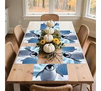 Cute Penguins Placemats Set 30x45cm*6 Heat Resistant Washable Placemat Waterproof Table Placemats Non-Slip Wipeable Tables Mat Kitchen Place Mats for Dining Party Home Decor