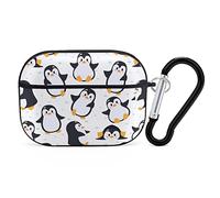 Cute Penguins Print Case Cover for AirPods Pro Case 2nd/1st Generation with Key Chain Full Protective Durable Shockproof Wireless Headphone Case PC Hard