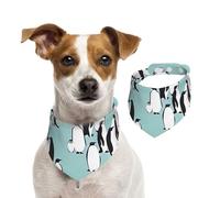 Cute Penguins Print Christmas Pet Scarf Wear Gift Accessory For Holiday Special Parties Occasions