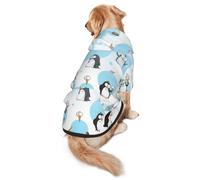 Cute Penguins Print Dog Hoodie Pet Sweatshirt, Warm, Soft And Breathable Hooded Clothes For Medium To Large Dogs, Easy-To-Wear Design, For Winter And Fall