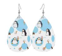 Cute Penguins Print Leather Earring for Women - Lightweight Dangle Earrings, Fashion Statement Costume Jewelry