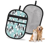 Cute Penguins Print Pet Hair Remover Gloves Grooming Shedding Home Cleaning Deshedding Tool
