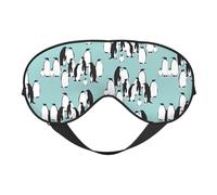Cute Penguins Print Soft Eye Mask Lightweight Sleep Aid Breathable Blackout Travel Nap Yoga Meditation