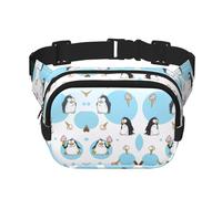 Cute Penguins Print Unisex Square Double Layer Waist Bag Crossbody Fanny Pack Travel Workout Accessory, Black, One Size, Black, One Size