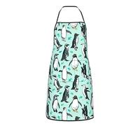 Cute Penguins Print Waterproof Kitchen Adults Aprons With Pockets, For Cooking/Work/Cleaning, For Man And Woman
